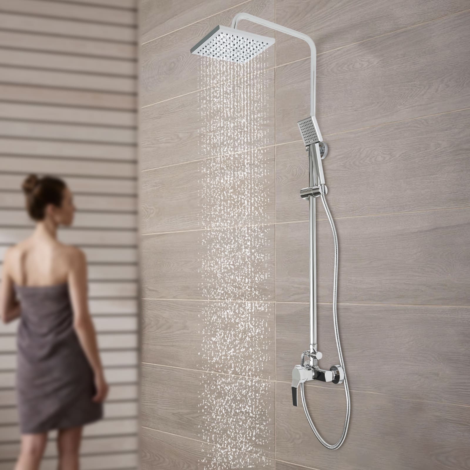 Shower System with Thermostat Rain Shower Shower Kit Hand Shower Shower Panel Rain Shower Massage Shower Faucet Silver Shower System with Thermostat Rain Shower Shower Kit Hand Shower Shower Panel Rain Shower Massage Shower Faucet Silver