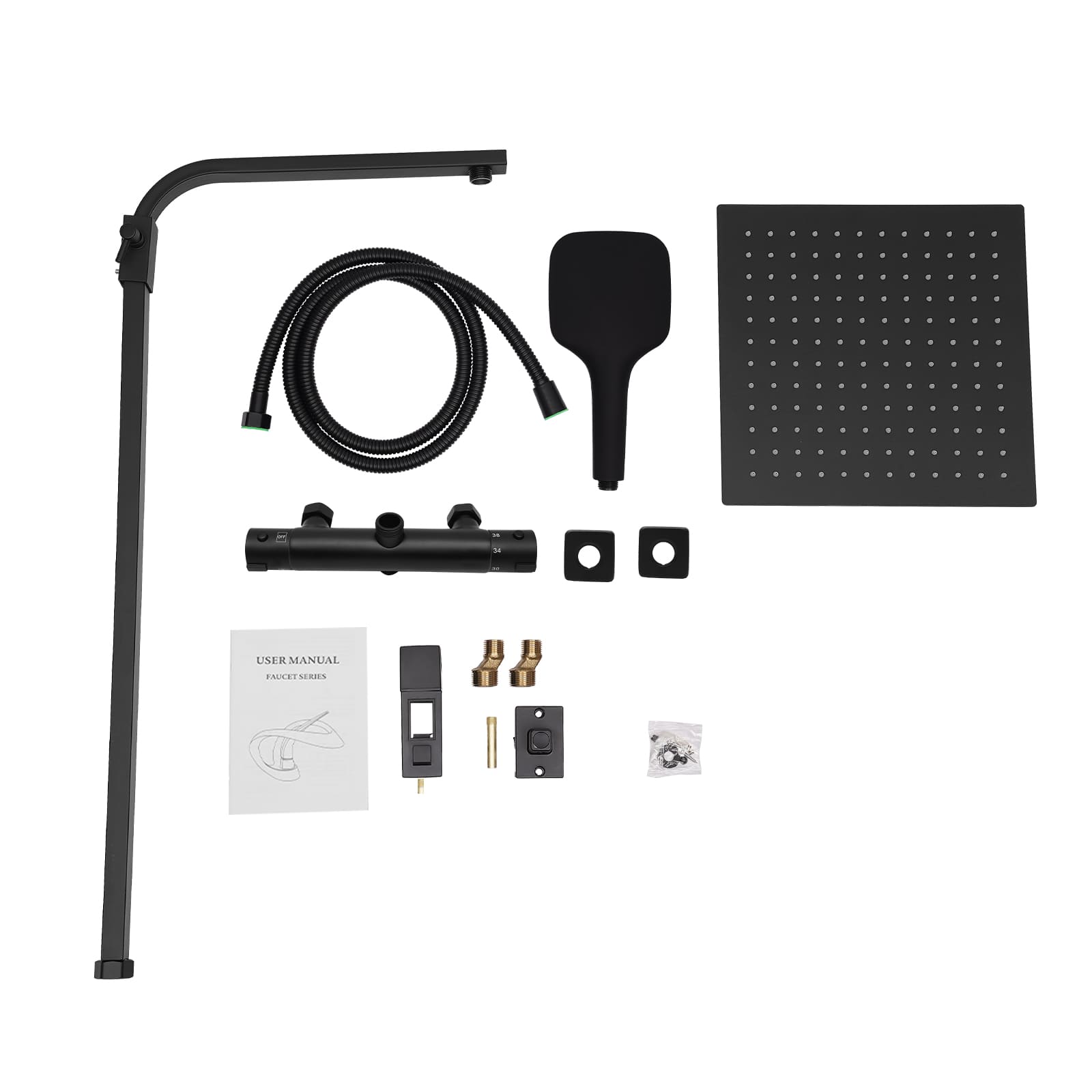 30cm Constant Temperature Shower Set (3 Modes Hand Spray) - Black 30cm Constant Temperature Shower Set (3 Modes Hand Spray) - Black