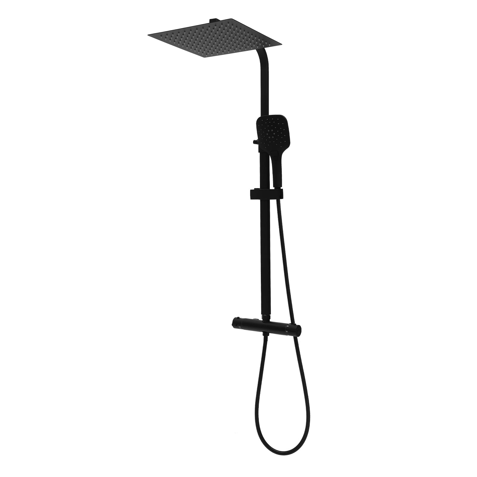 30cm Constant Temperature Shower Set (3 Modes Hand Spray) - Black