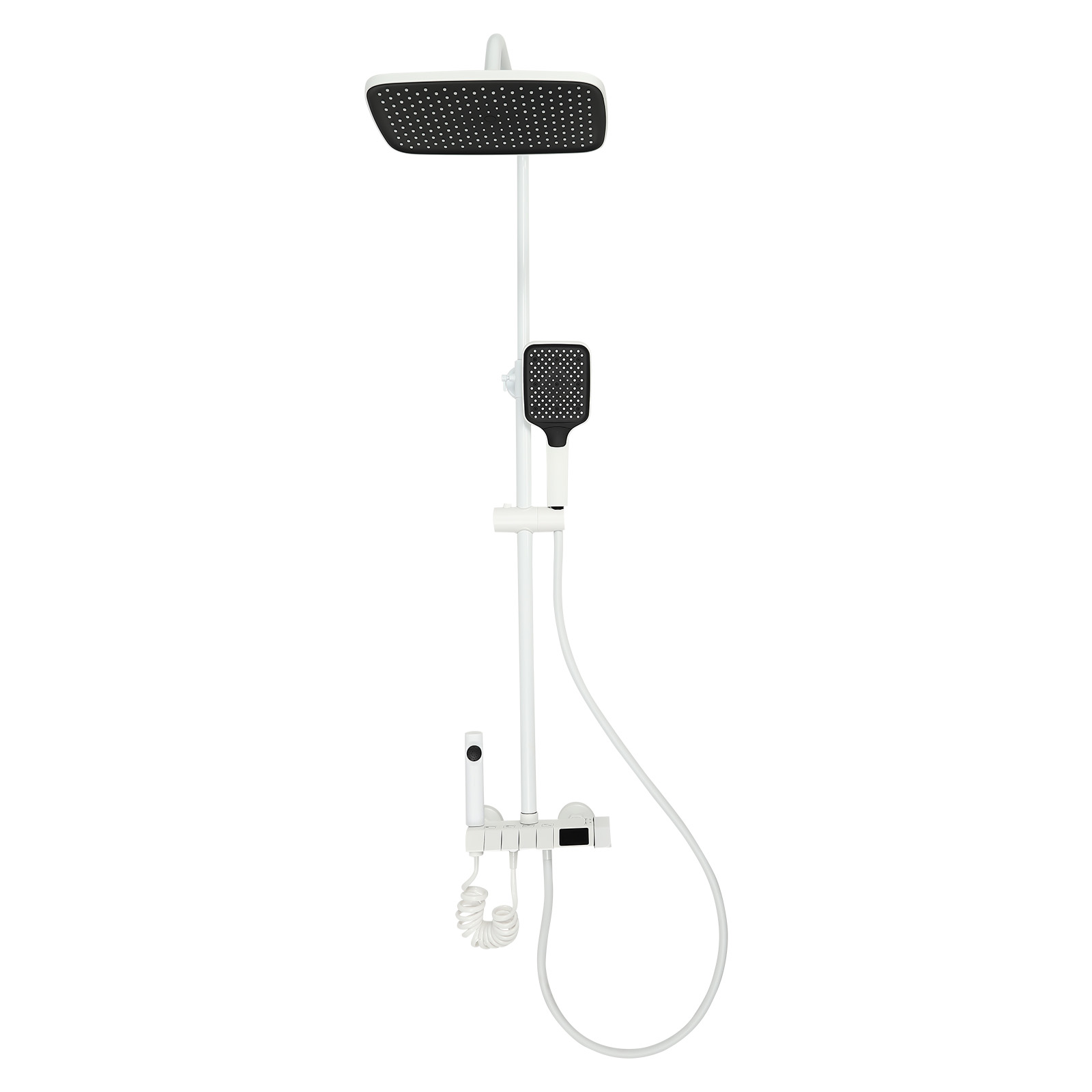 Shower Set with Extra Large Rainfall Shower System Various Water Outlet Modes Adjustable Height Use In Bed And Breakfasts Hotels White