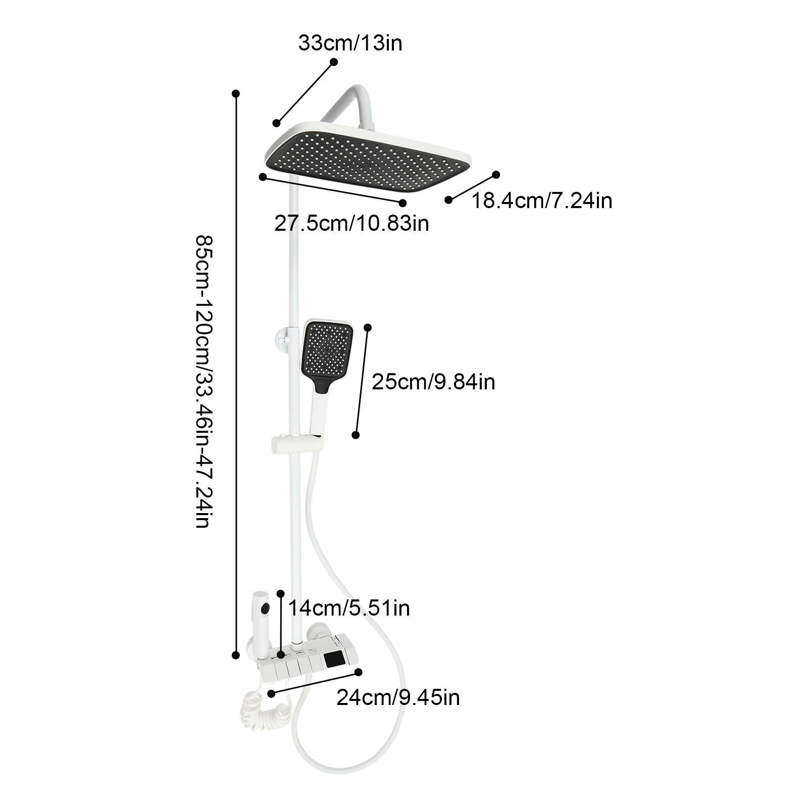 Shower Set with Extra Large Rainfall Shower System Various Water Outlet Modes Adjustable Height Use In Bed And Breakfasts Hotels White Shower Set with Extra Large Rainfall Shower System Various Water Outlet Modes Adjustable Height Use In Bed And Breakfasts Hotels White