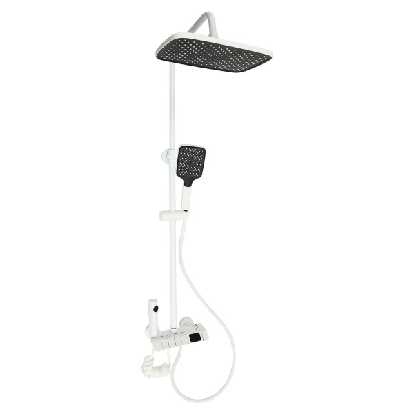 Shower Set with Extra Large Rainfall Shower System Various Water Outlet Modes Adjustable Height Use In Bed And Breakfasts Hotels White