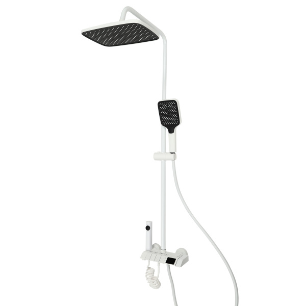 Shower Set with Extra Large Rainfall Shower System Various Water Outlet Modes Adjustable Height Use In Bed And Breakfasts Hotels White