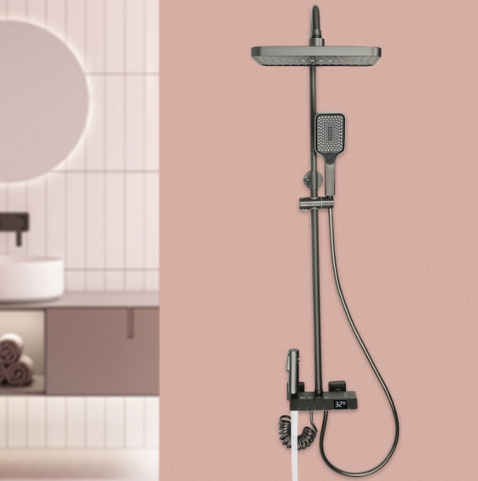 CNCEST Shower System Shower Fitting Rain Shower Shower Set Shower Panel Massage With Hand Shower In Bed And Breakfasts Grey CNCEST Shower System Shower Fitting Rain Shower Shower Set Shower Panel Massage With Hand Shower In Bed And Breakfasts Grey
