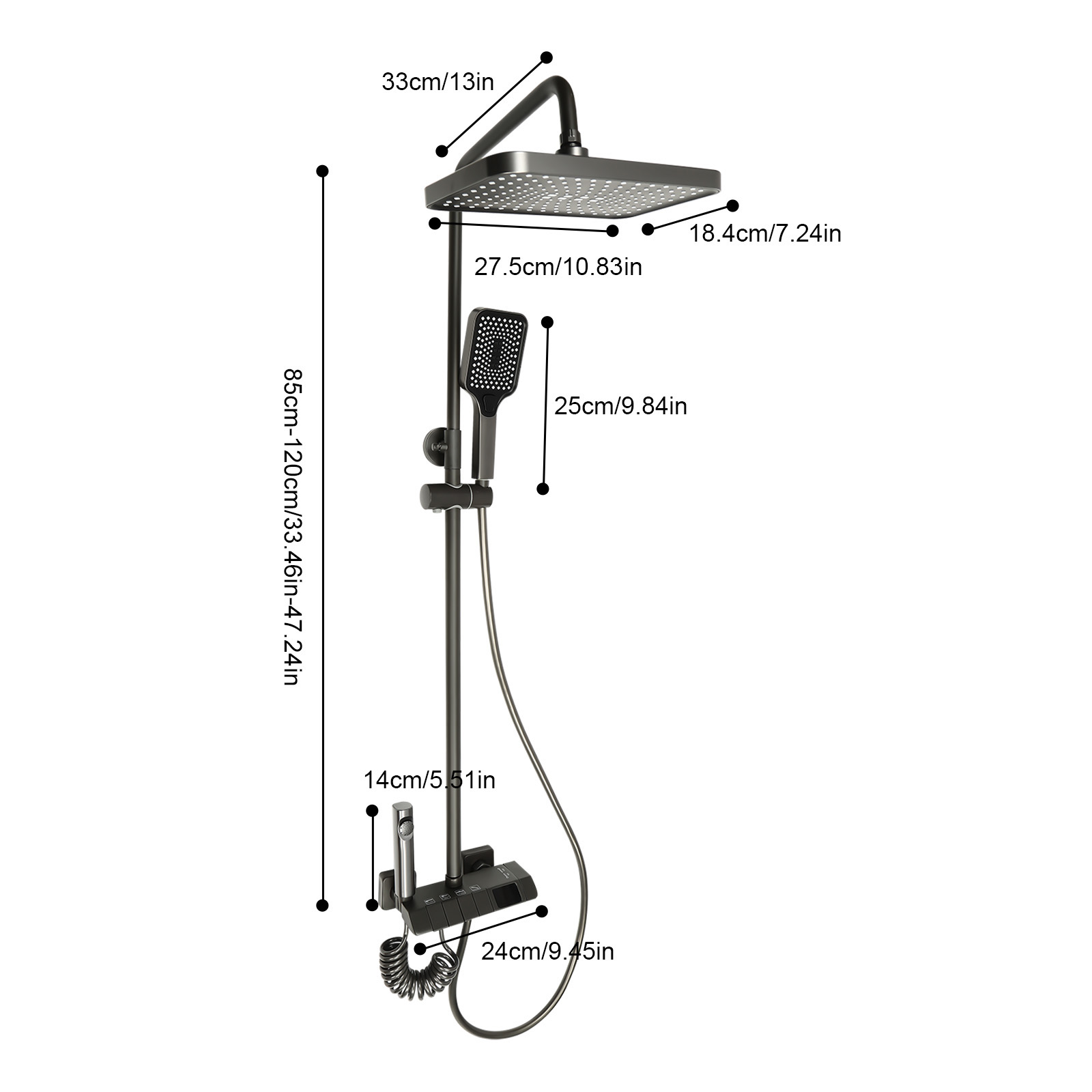 CNCEST Shower System Shower Fitting Rain Shower Shower Set Shower Panel Massage With Hand Shower In Bed And Breakfasts Grey CNCEST Shower System Shower Fitting Rain Shower Shower Set Shower Panel Massage With Hand Shower In Bed And Breakfasts Grey