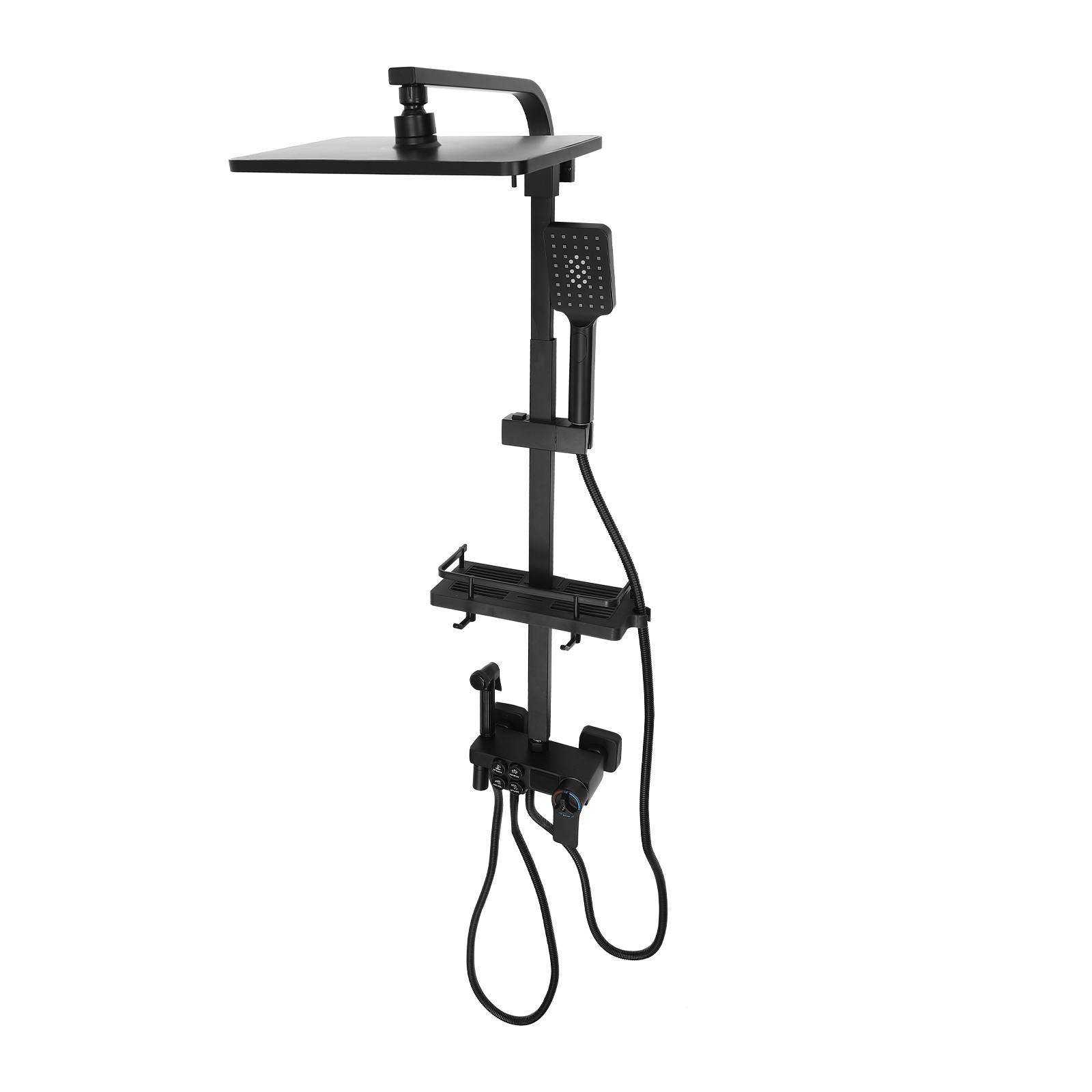 Thermostat Shower System Stainless Steel Adjustable Shower Bar 73-116cm For Children The Elderly Showers Senior Care Black