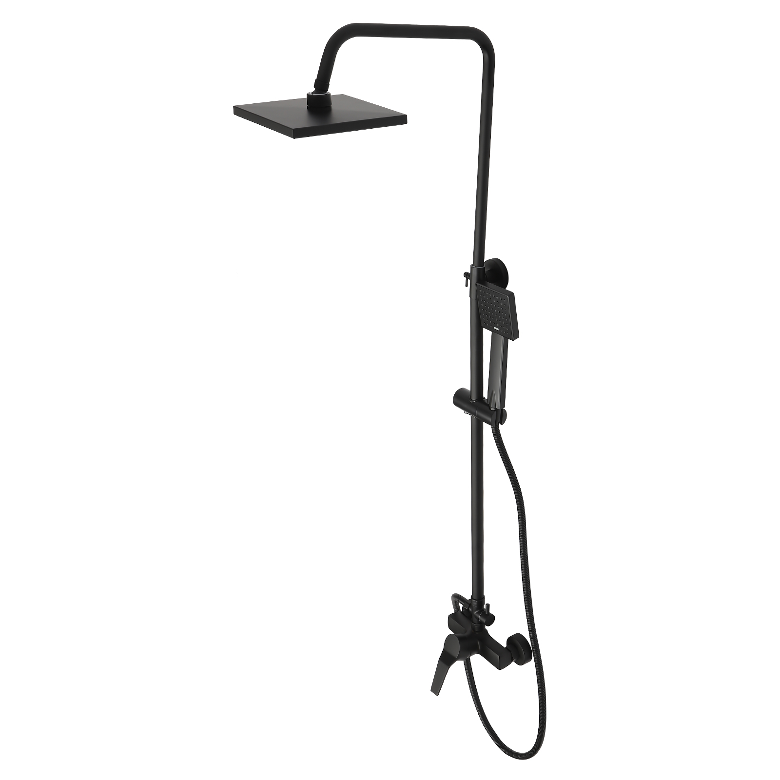 Shower Kit With Accessories Single-lever Mixer Adjustable Shower Bar And Square Shower Head For Bathrooms Showers And Bathtubs Black