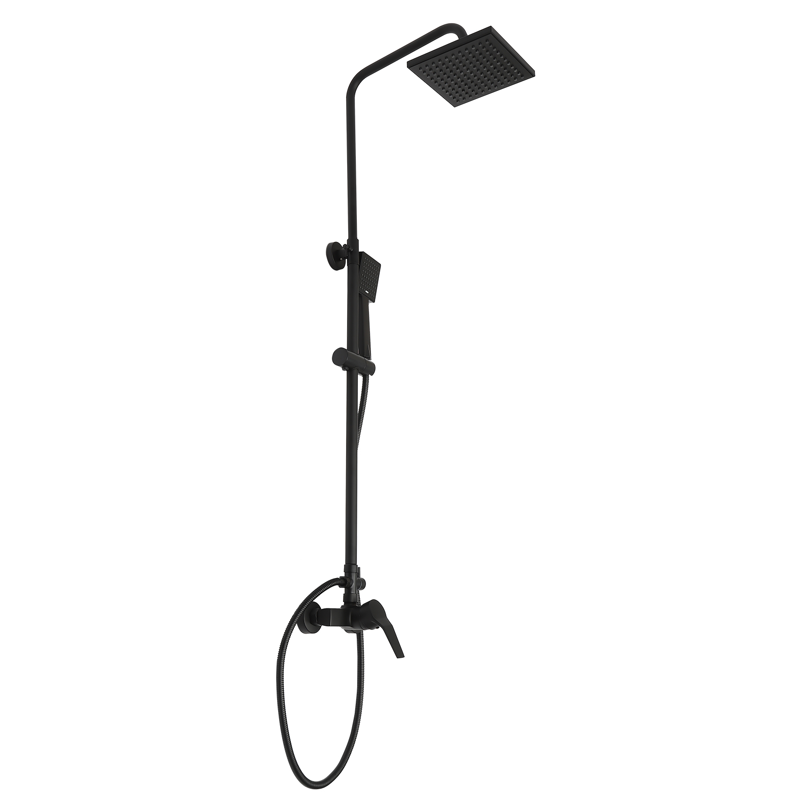 Shower Kit With Accessories Single-lever Mixer Adjustable Shower Bar And Square Shower Head For Bathrooms Showers And Bathtubs Black Shower Kit With Accessories Single-lever Mixer Adjustable Shower Bar And Square Shower Head For Bathrooms Showers And Bathtubs Black