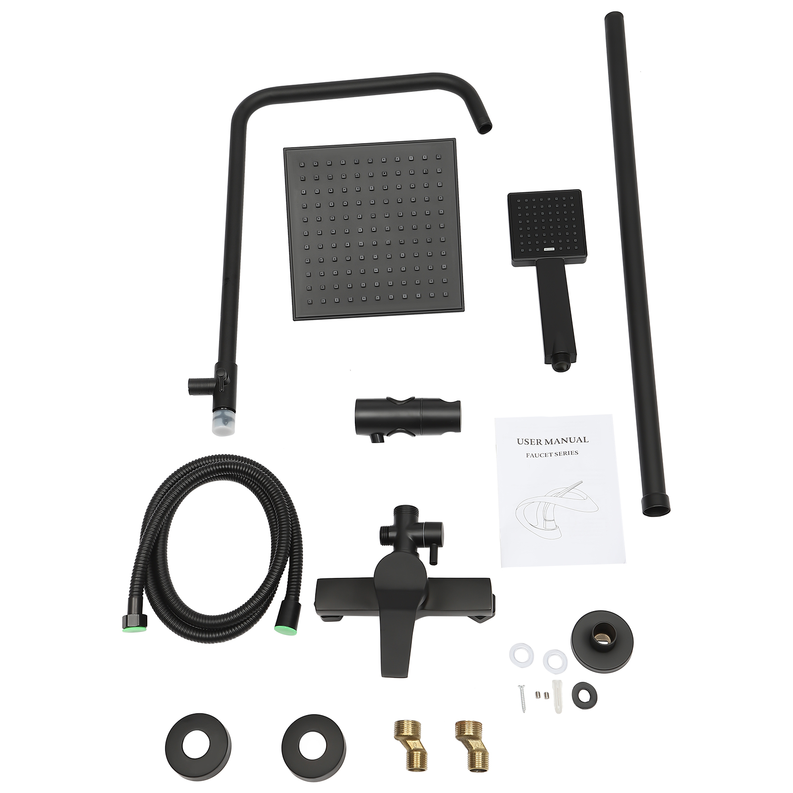 Shower Kit With Accessories Single-lever Mixer Adjustable Shower Bar And Square Shower Head For Bathrooms Showers And Bathtubs Black Shower Kit With Accessories Single-lever Mixer Adjustable Shower Bar And Square Shower Head For Bathrooms Showers And Bathtubs Black