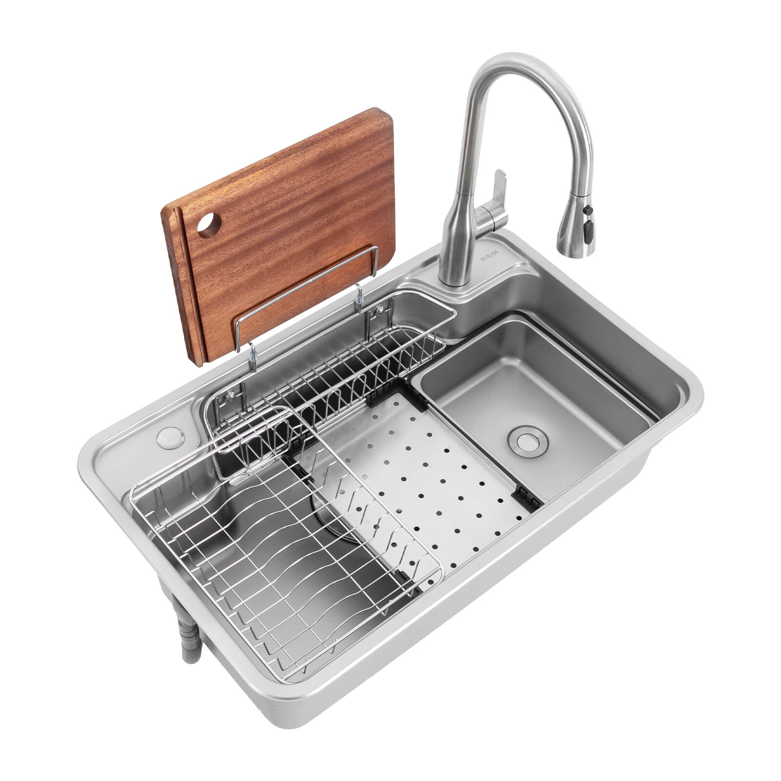 780*480*230mm Big Kitchen Sink with faucet and chopping board, Sink Set, Laundry Sink, 304 stainless steel