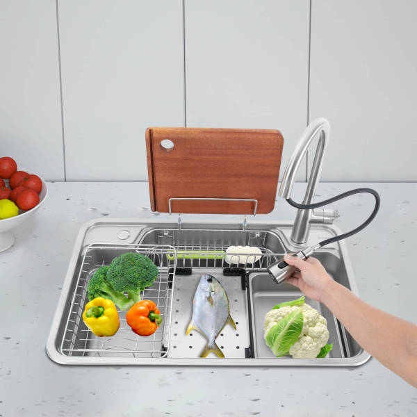 780*480*230mm Big Kitchen Sink with faucet and chopping board, Sink Set, Laundry Sink, 304 stainless steel