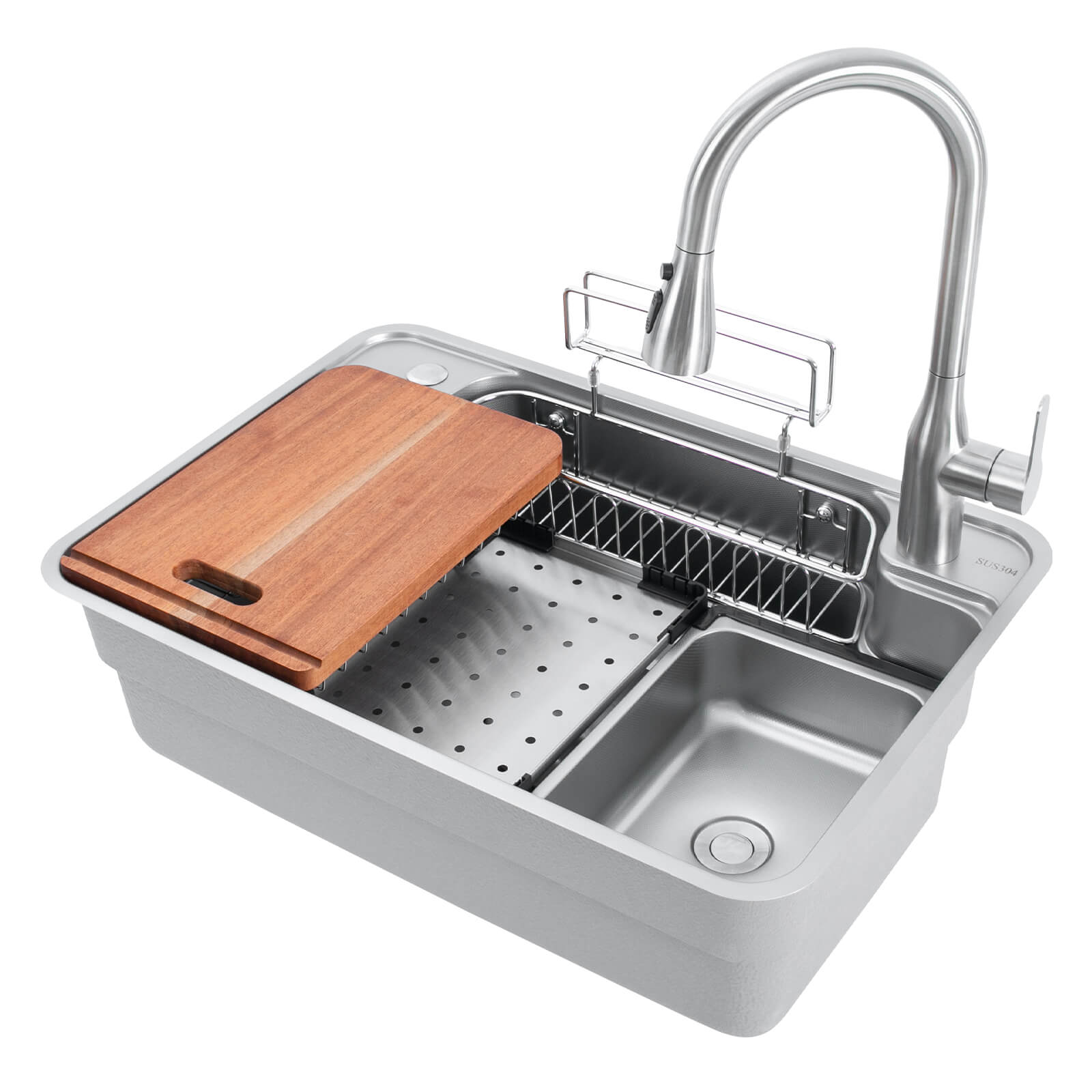 Kitchen Sink with faucet and Chopping Board, Sink Set, Laundry Sink, for restaurants, laundries, stores