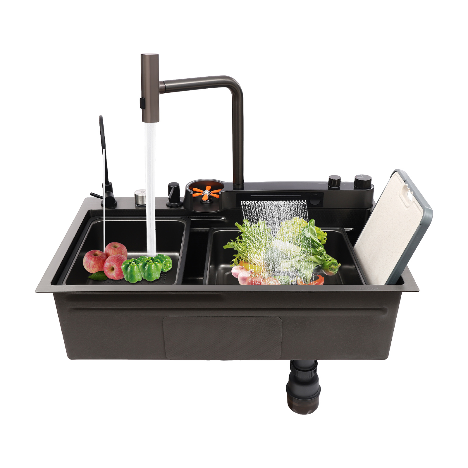 Waterfall Kitchen Sink Waterfall Kitchen Sink Faucets Set Widely Used In Kitchens Restaurants Cafes Tea Rooms Stainless Steel Black