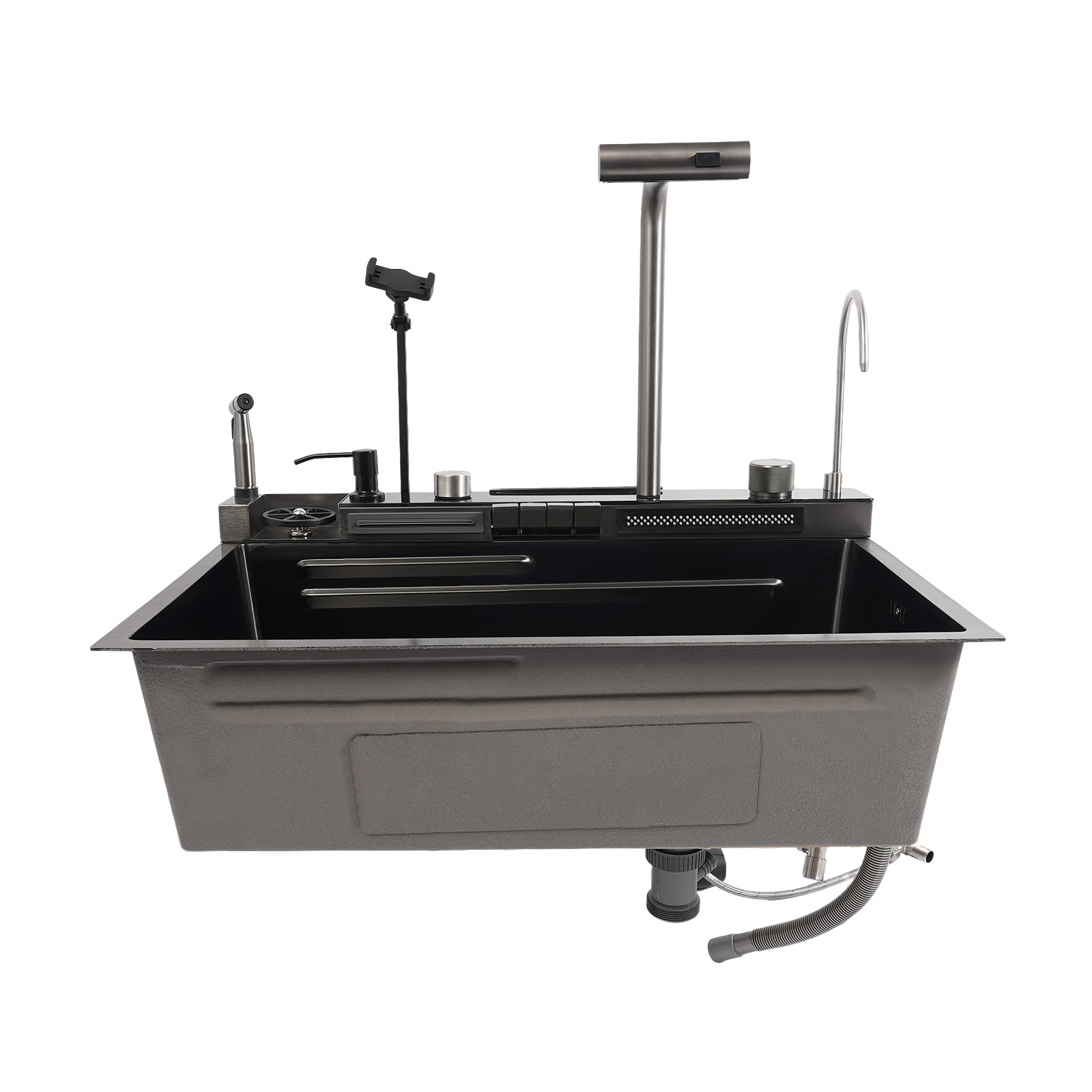 CNCEST Sink 304 Stainless Steel Kitchen Sink Dark Grey Digital Display Kitchen Sink