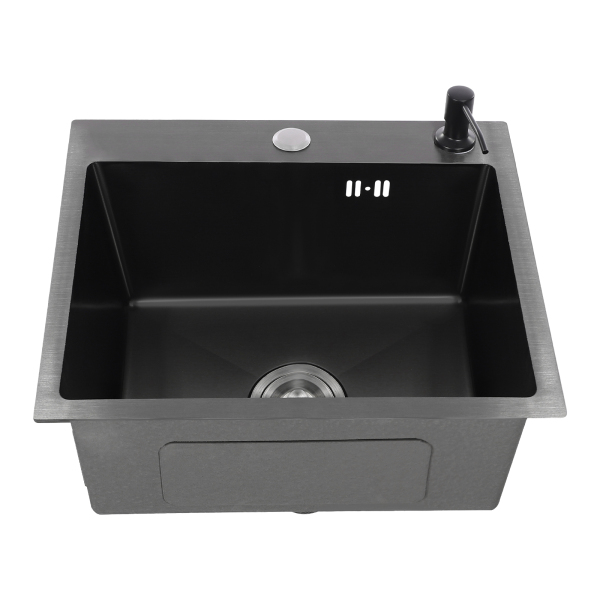 CNCEST Stainless Steel Sink Modern Kitchen Sink Kitchen Sink With Soap Dispenser Drain Basket