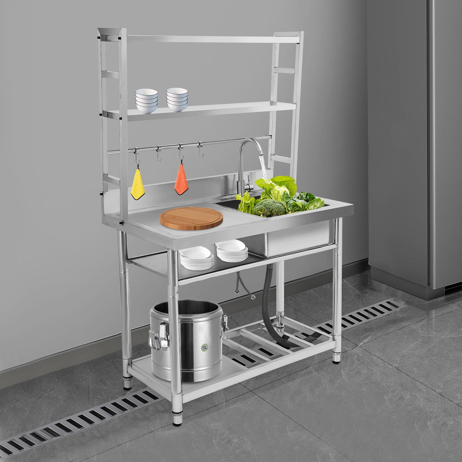 Stainless Steel Sink Set, Commercial Sink Set, Stainless Steel Sink for the Kitchen - Right Basin