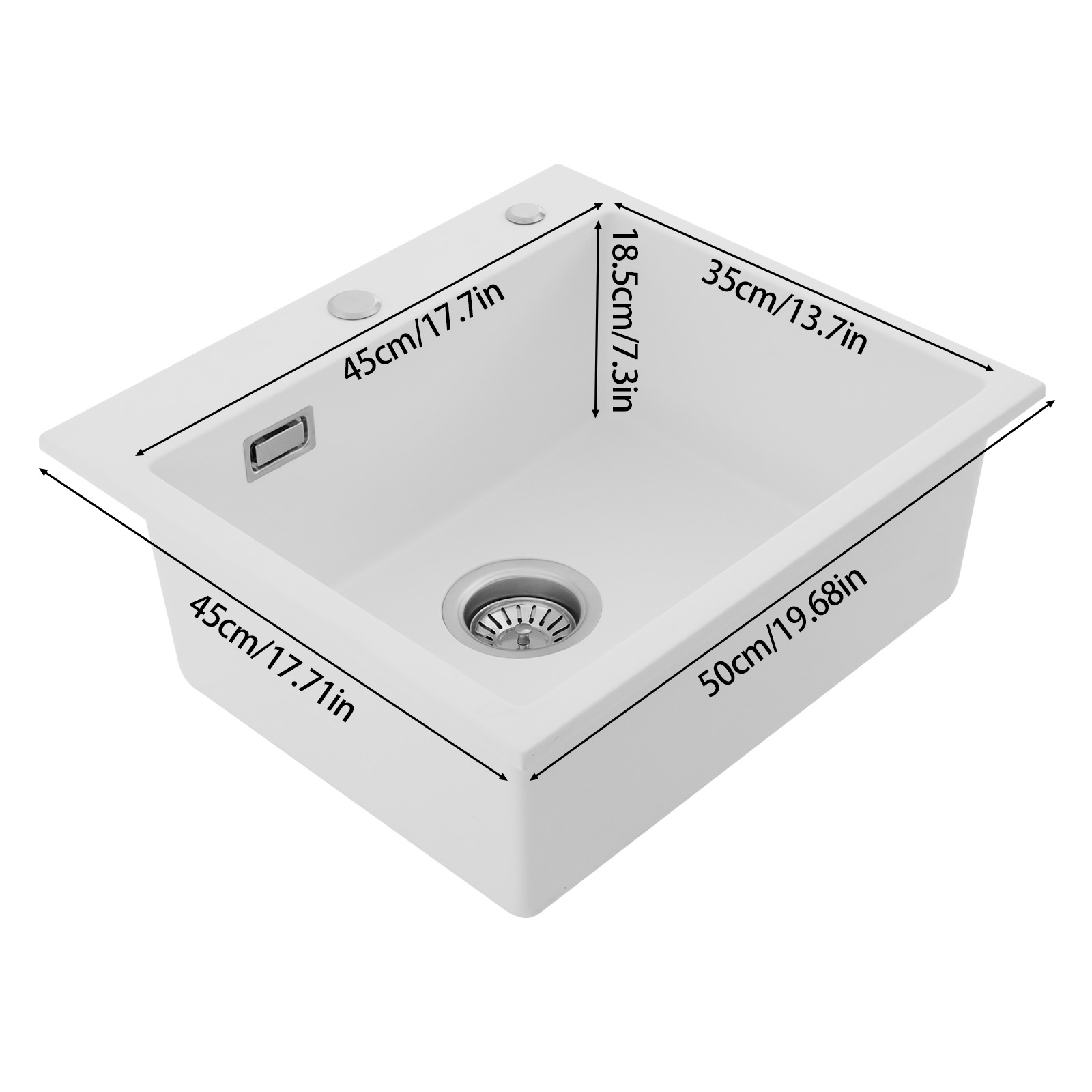 50*45cm Kitchen Sink, Single Bowl Kitchen Sink, 7.3'' Deep Kitchen Sink for Kitchens, Bathrooms, Restaurants, School Canteens 50*45cm Kitchen Sink, Single Bowl Kitchen Sink, 7.3'' Deep Kitchen Sink for Kitchens, Bathrooms, Restaurants, School Canteens