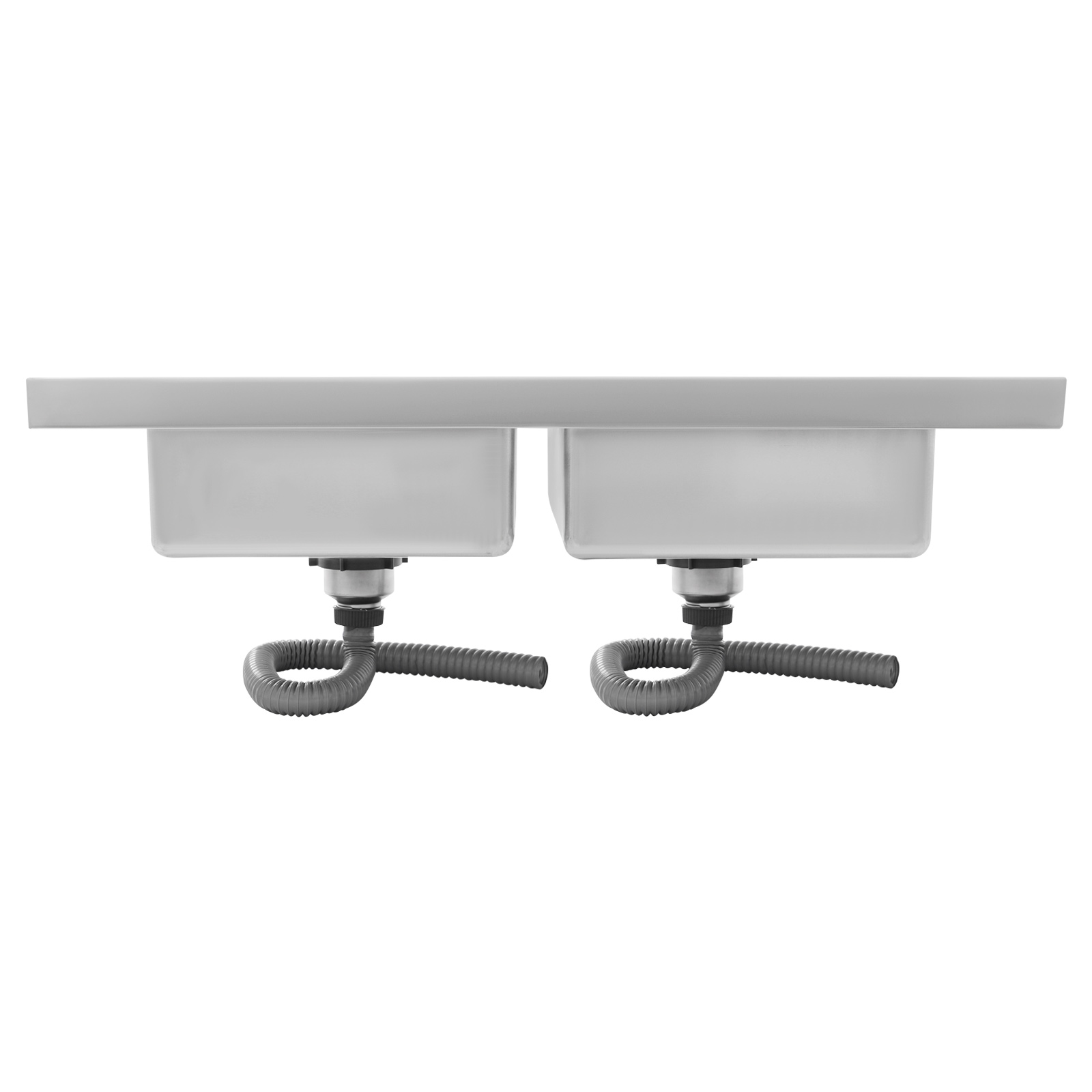 Stainless steel double trough with drain board 800x600x155 mm
