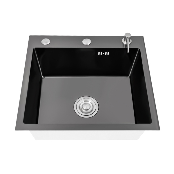 Kitchen Sink Built-in Single Bowl Sink w/Pipe & Soap Dispenser Stainless Steel
