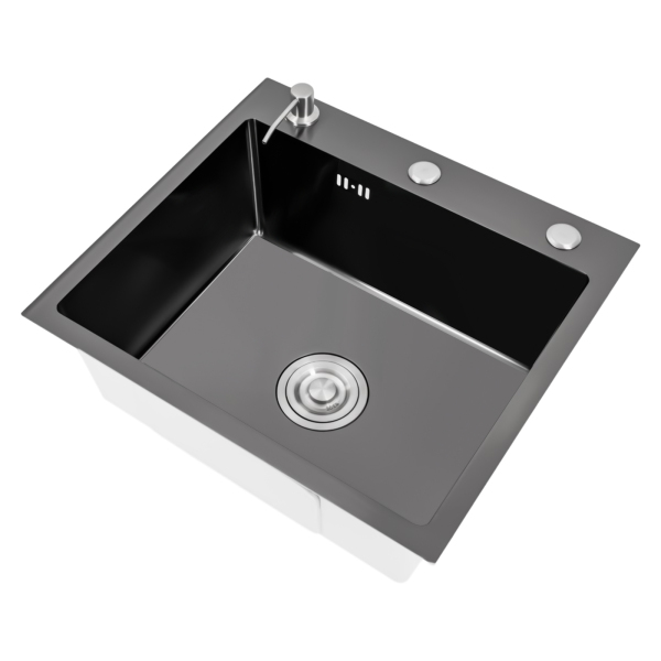 Kitchen Sink Built-in Single Bowl Sink w/Pipe & Soap Dispenser Stainless Steel