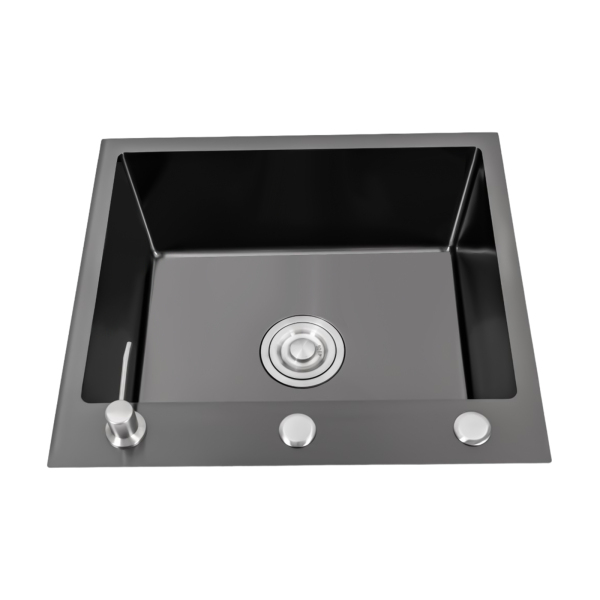 Kitchen Sink Built-in Single Bowl Sink w/Pipe & Soap Dispenser Stainless Steel