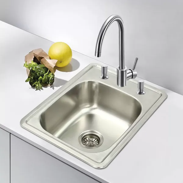 Stainless Steel Kitchen Sinks 17" x 22" with Faucet Hole Kitchen Sink 1 Brushed Undermount Basin Stainless Steel Sink with Faucet Holes Stainless Steel Kitchen Sinks 17" x 22" with Faucet Hole Kitchen Sink 1 Brushed Undermount Basin Stainless Steel Sink with Faucet Holes