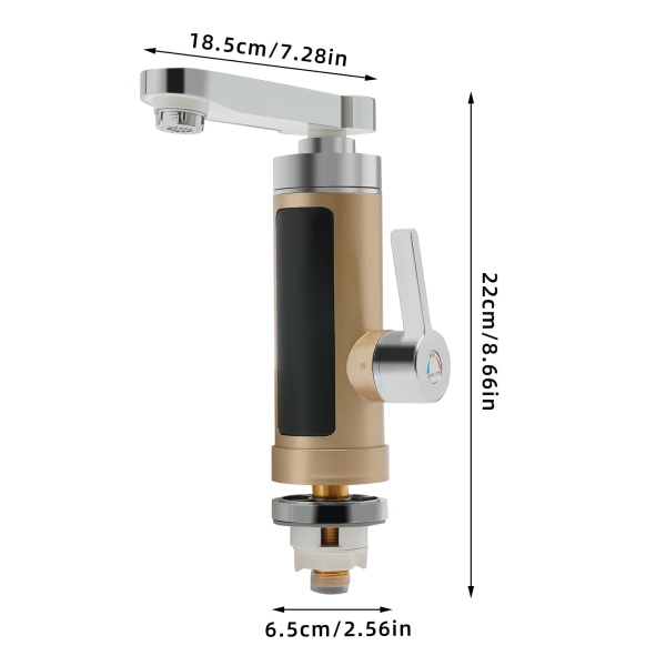 3000W Electric Faucet, 360° Rotatable Instant Water Heater, Bathroom (Gold) 3000W Electric Faucet, 360° Rotatable Instant Water Heater, Bathroom (Gold)