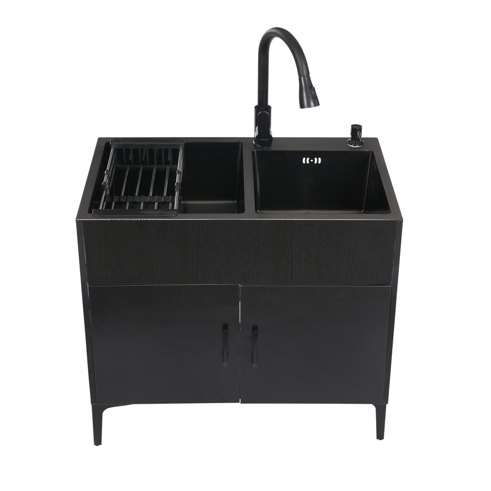 Laundry Sink Stainless Steel Utility Sink Cabinet with Sink 29.53*16.14*30.71in Used In Homes Restaurants Laundry Rooms Basements Black
