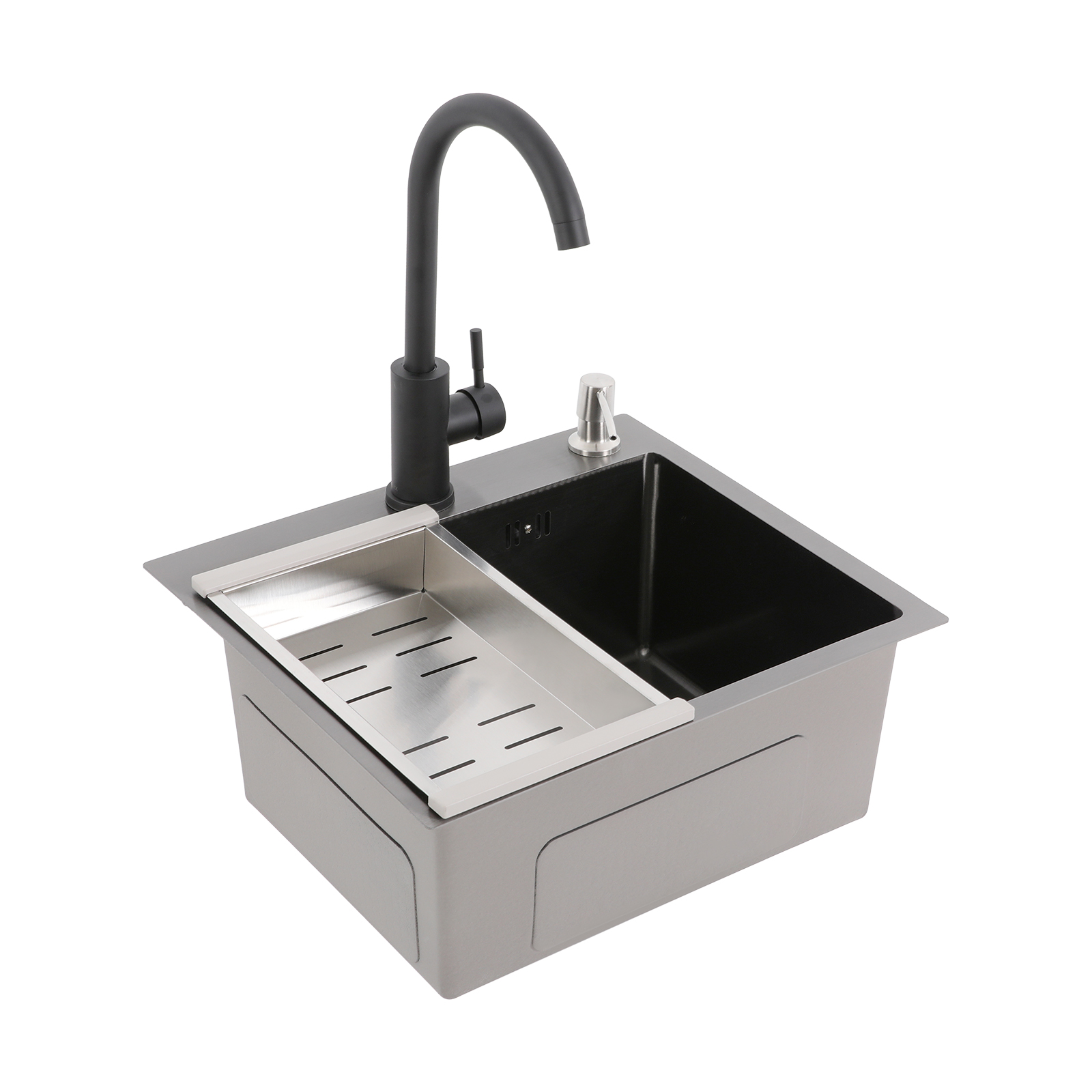 40*45cm Kitchen Sink, Stainless Steel Kitchen Sink, Stainless Steel Sink with Tap + Faucet + Drainer + Soap Dispenser + Drain Basket -Black 40*45cm Kitchen Sink, Stainless Steel Kitchen Sink, Stainless Steel Sink with Tap + Faucet + Drainer + Soap Dispenser + Drain Basket -Black