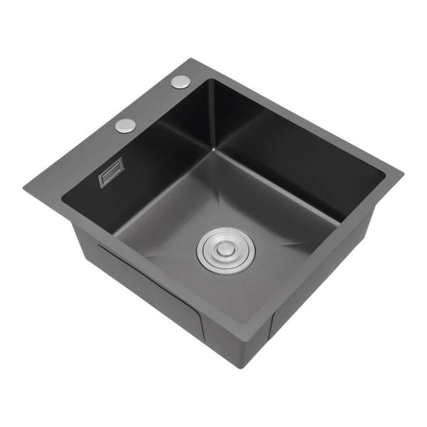 Black 45x50 Stainless Steel Kitchen Sink with Drain, Modern Kitchen Sink, with Drainage System