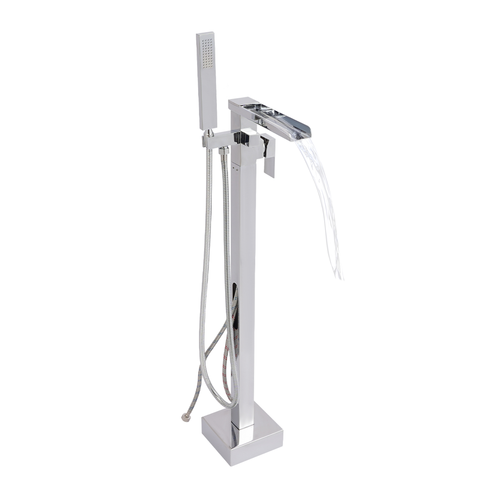 Freestanding Bath Tap, Tap with Hand Shower, Bath Tap for Bathrooms in Homes, High-end Hotels - Silver