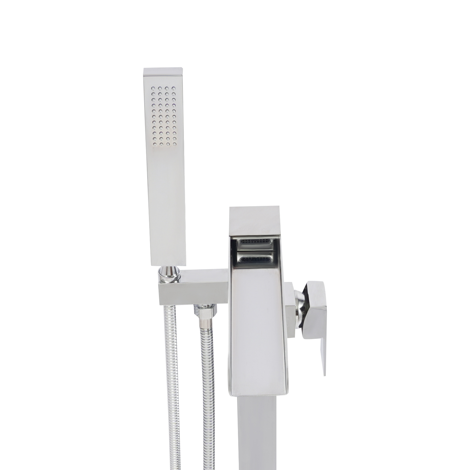Freestanding Bath Tap, Tap with Hand Shower, Bath Tap for Bathrooms in Homes, High-end Hotels - Silver Freestanding Bath Tap, Tap with Hand Shower, Bath Tap for Bathrooms in Homes, High-end Hotels - Silver