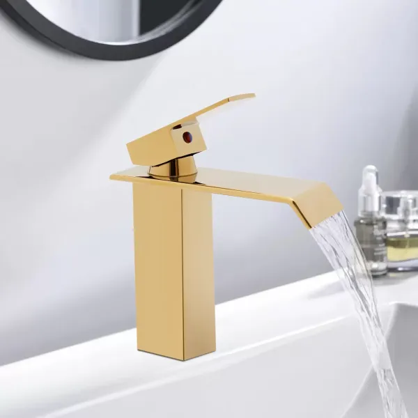 Bathroom Faucet Waterfall Basin Mixer Tap, Basin Mixer Tap (Gold)