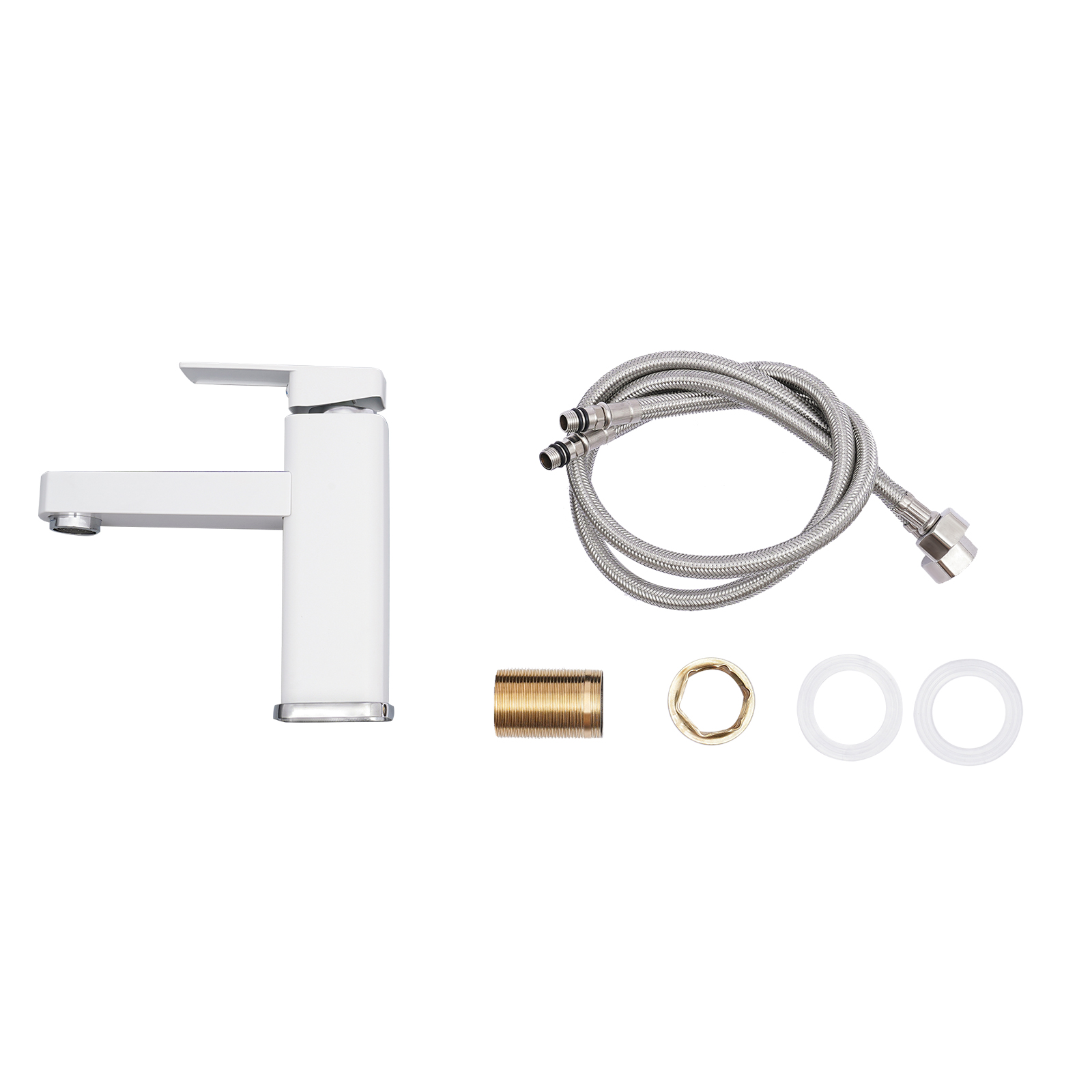 Wash Basin Faucet Tap Bathroom Sink Mixer Tap Single Lever Digital Display Short Version (Including Hose) - White