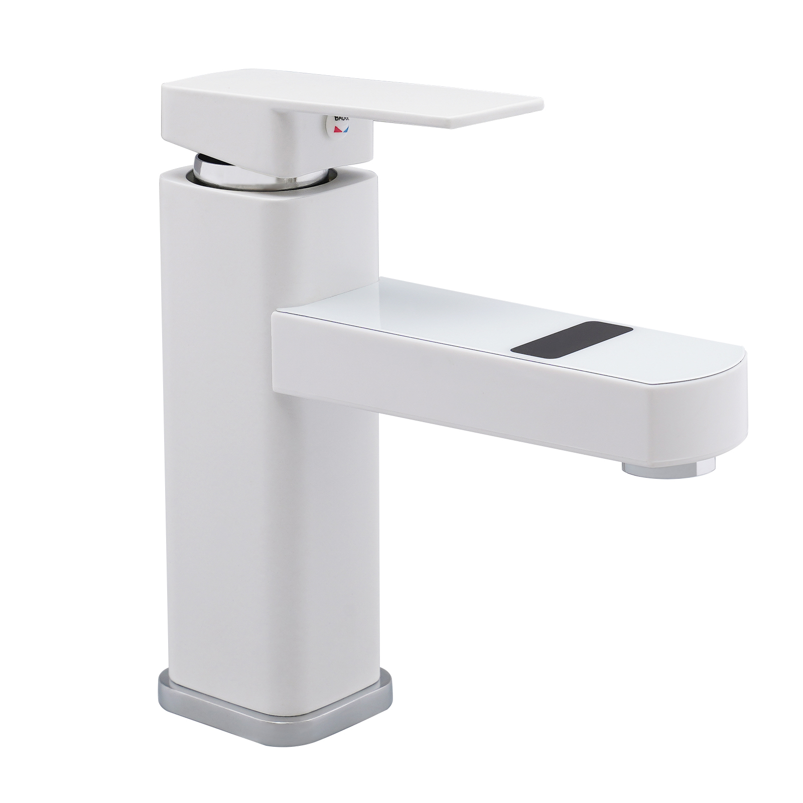 Wash Basin Faucet Tap Bathroom Sink Mixer Tap Single Lever Digital Display Short Version (Including Hose) - White
