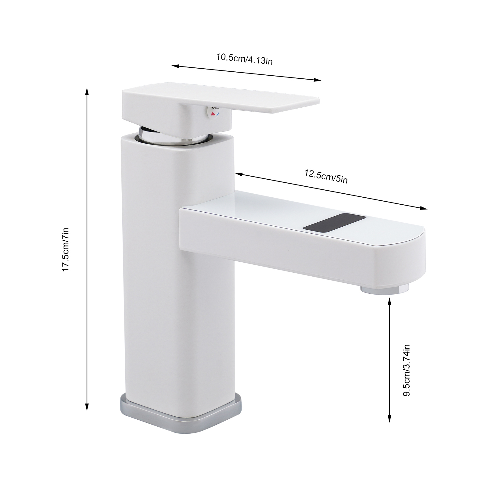 Wash Basin Faucet Tap Bathroom Sink Mixer Tap Single Lever Digital Display Short Version (Including Hose) - White Wash Basin Faucet Tap Bathroom Sink Mixer Tap Single Lever Digital Display Short Version (Including Hose) - White
