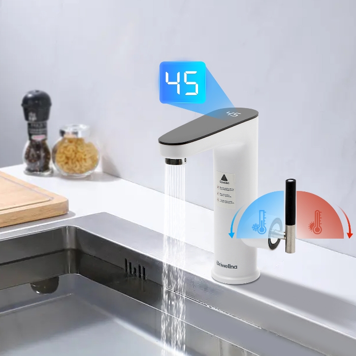 Instantaneous Electric Water Heater 220V 3200W Stainless Steel with LED Temperature Indicator For Homes Kitchens Bathrooms Restaurants White Instantaneous Electric Water Heater 220V 3200W Stainless Steel with LED Temperature Indicator For Homes Kitchens Bathrooms Restaurants White