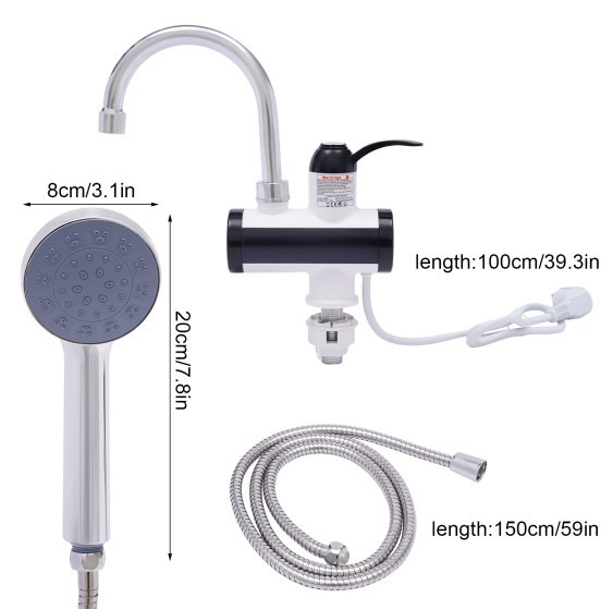 ABS Hand Shower Electric Faucet 3300W (Universal Hose)