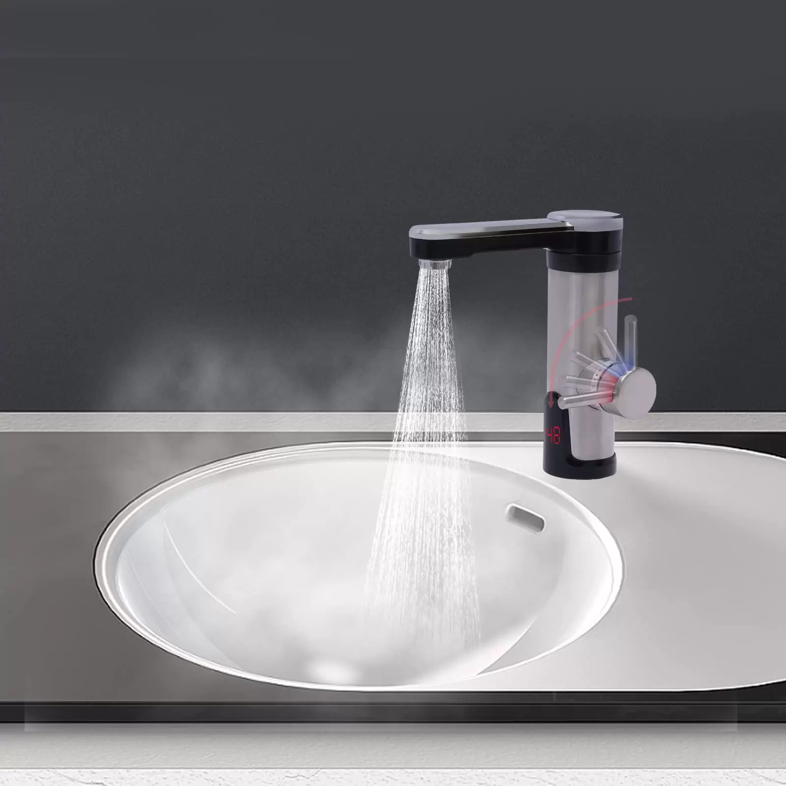 3300W Electric Faucet, Tankless Electric Hot Water Faucet, Stainless Steel, 360° Rotation 3300W Electric Faucet, Tankless Electric Hot Water Faucet, Stainless Steel, 360° Rotation