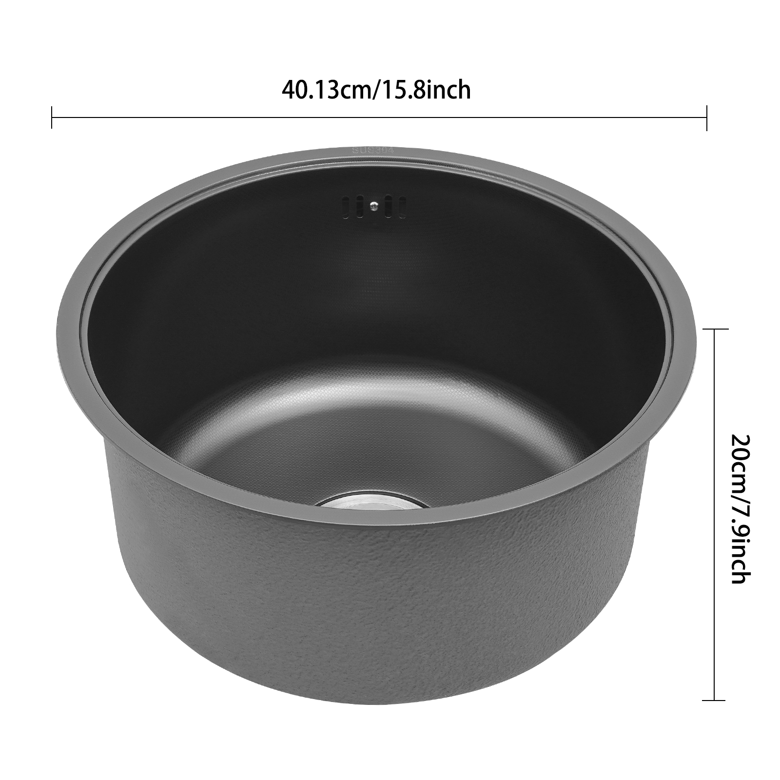 40 Embossed Round Kitchen Sink, Kitchen Sink, Single Bowl Sink used in Homes, Restaurants, Basements, Bars, Kitchens