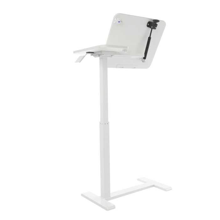Mobile standing desk, adjustable bedside table, lift table, right version (left side can be flipped) - white Mobile standing desk, adjustable bedside table, lift table, right version (left side can be flipped) - white