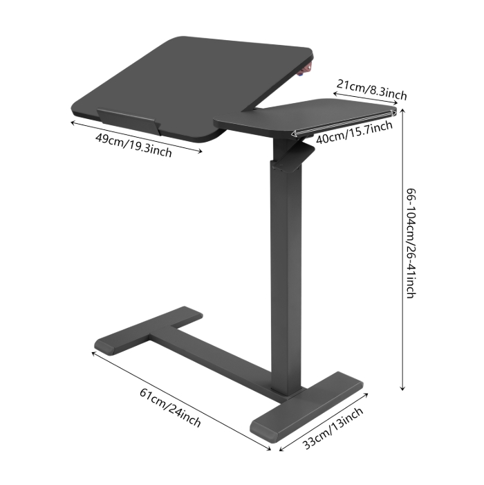 Mobile Standing Desk, Adjustable Nightstand, Lift Desk, Right Version (Left Reversible) - Black Mobile Standing Desk, Adjustable Nightstand, Lift Desk, Right Version (Left Reversible) - Black