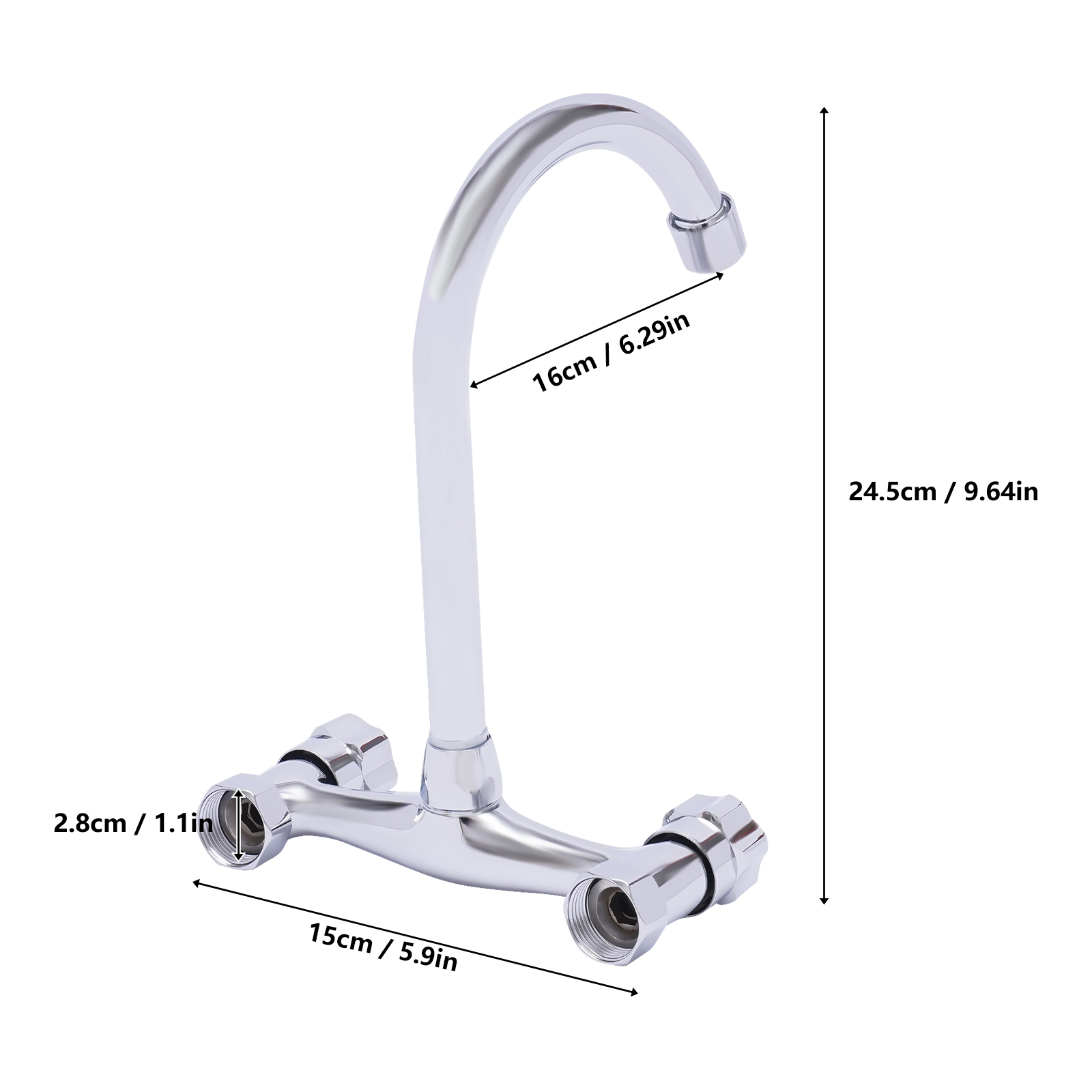 Kitchen faucet, 360° swivel, Hot and cold, Large and smooth flow, Product height: 24.5cm, Silver Kitchen faucet, 360° swivel, Hot and cold, Large and smooth flow, Product height: 24.5cm, Silver