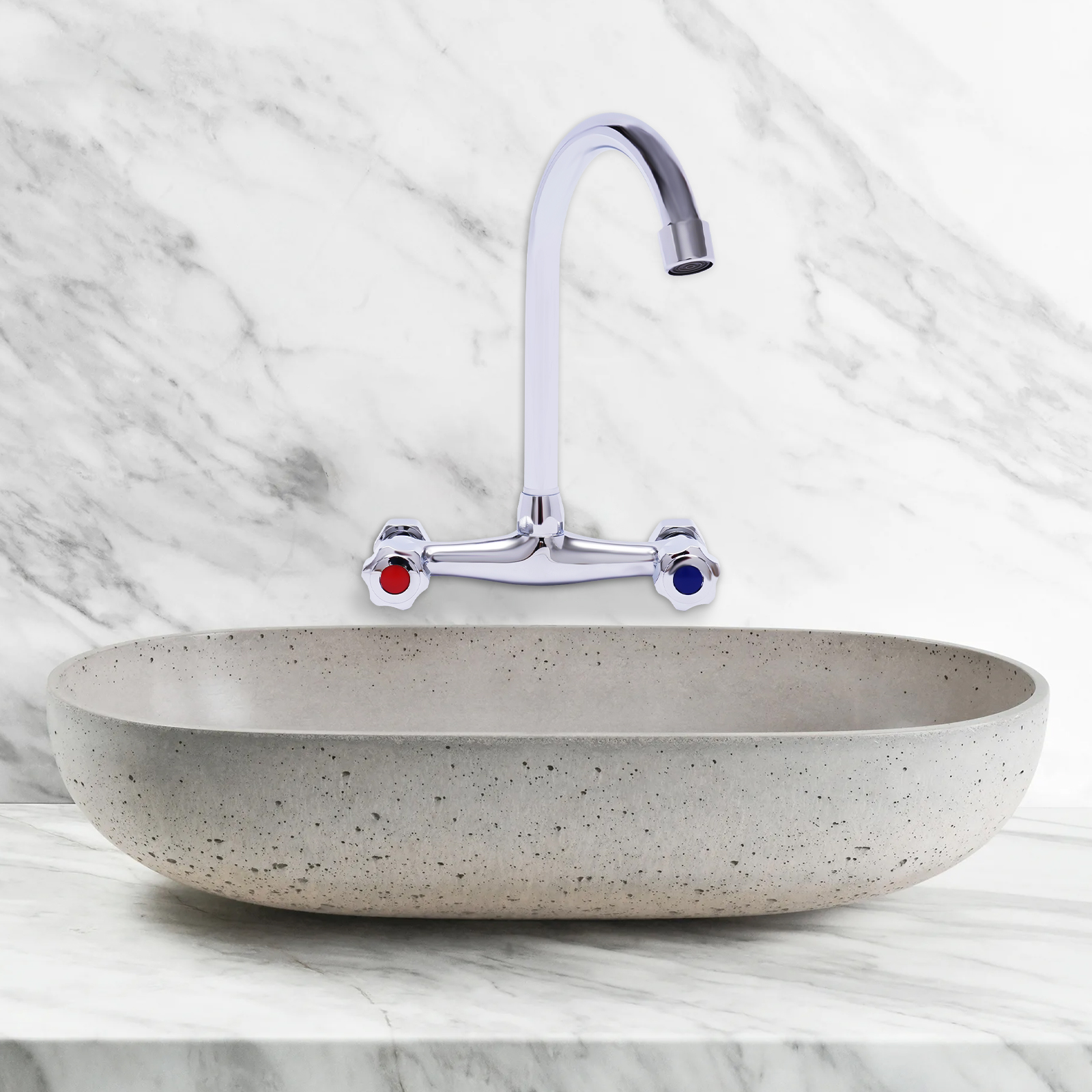 Kitchen faucet, 360° swivel, Hot and cold, Large and smooth flow, Product height: 24.5cm, Silver Kitchen faucet, 360° swivel, Hot and cold, Large and smooth flow, Product height: 24.5cm, Silver