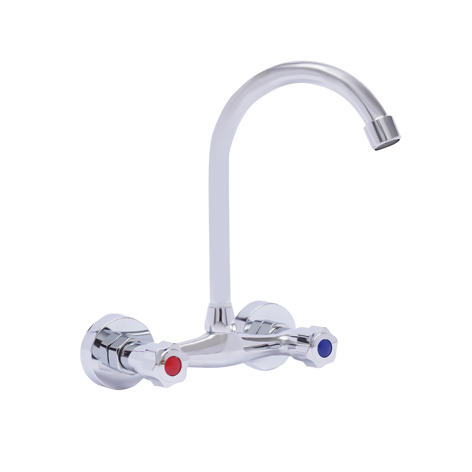 Kitchen faucet, 360° swivel, Hot and cold, Large and smooth flow, Product height: 24.5cm, Silver Kitchen faucet, 360° swivel, Hot and cold, Large and smooth flow, Product height: 24.5cm, Silver