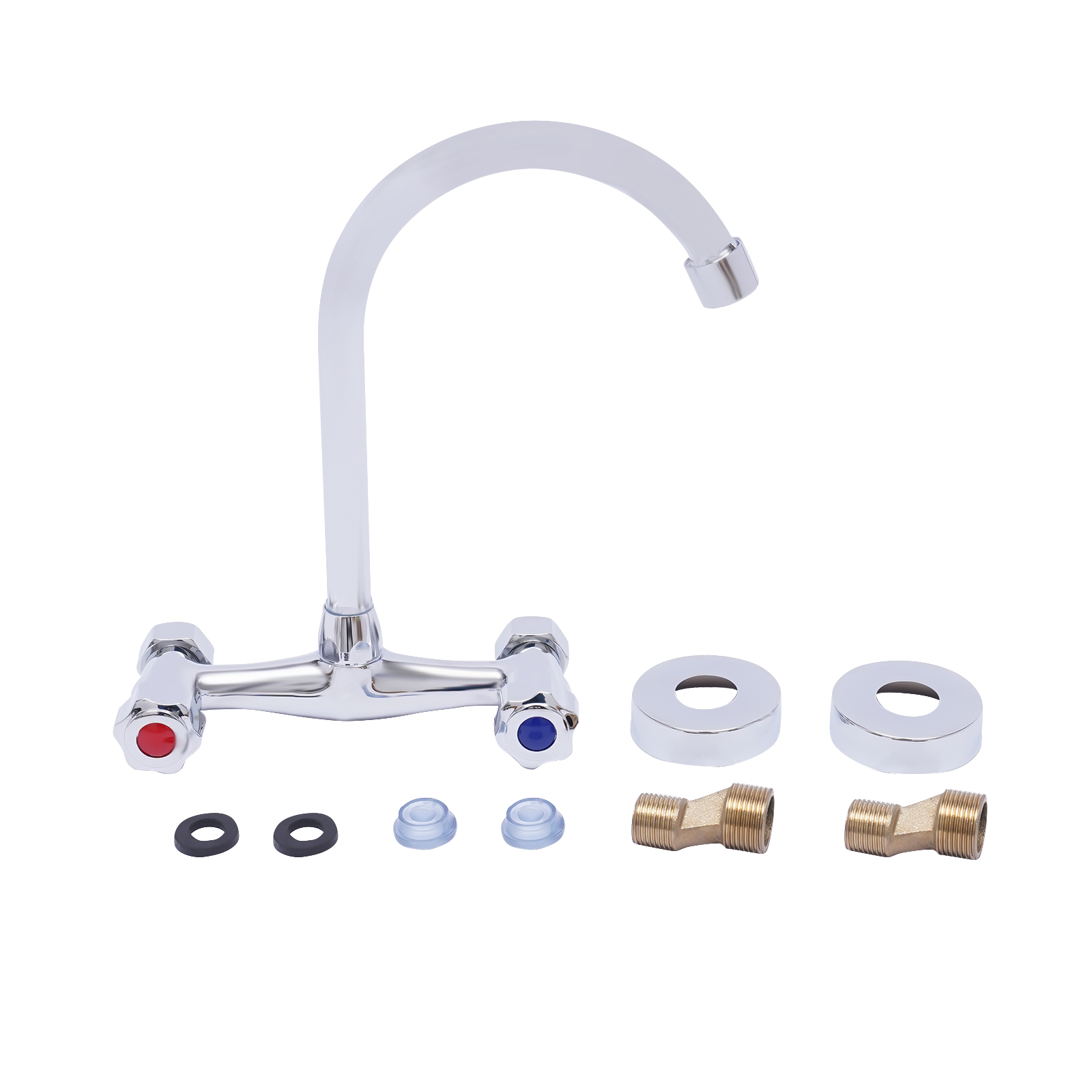 Kitchen faucet, 360° swivel, Hot and cold, Large and smooth flow, Product height: 24.5cm, Silver Kitchen faucet, 360° swivel, Hot and cold, Large and smooth flow, Product height: 24.5cm, Silver