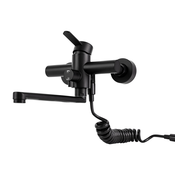 360° Rotatable Stainless Steel Mixer Tap, Wall Mounted Mixer Tap with Spray Gun