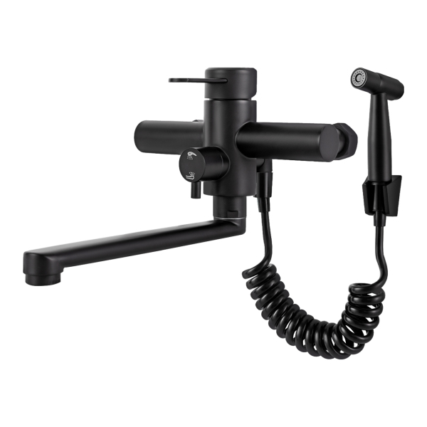 360° Rotatable Stainless Steel Mixer Tap, Wall Mounted Mixer Tap with Spray Gun