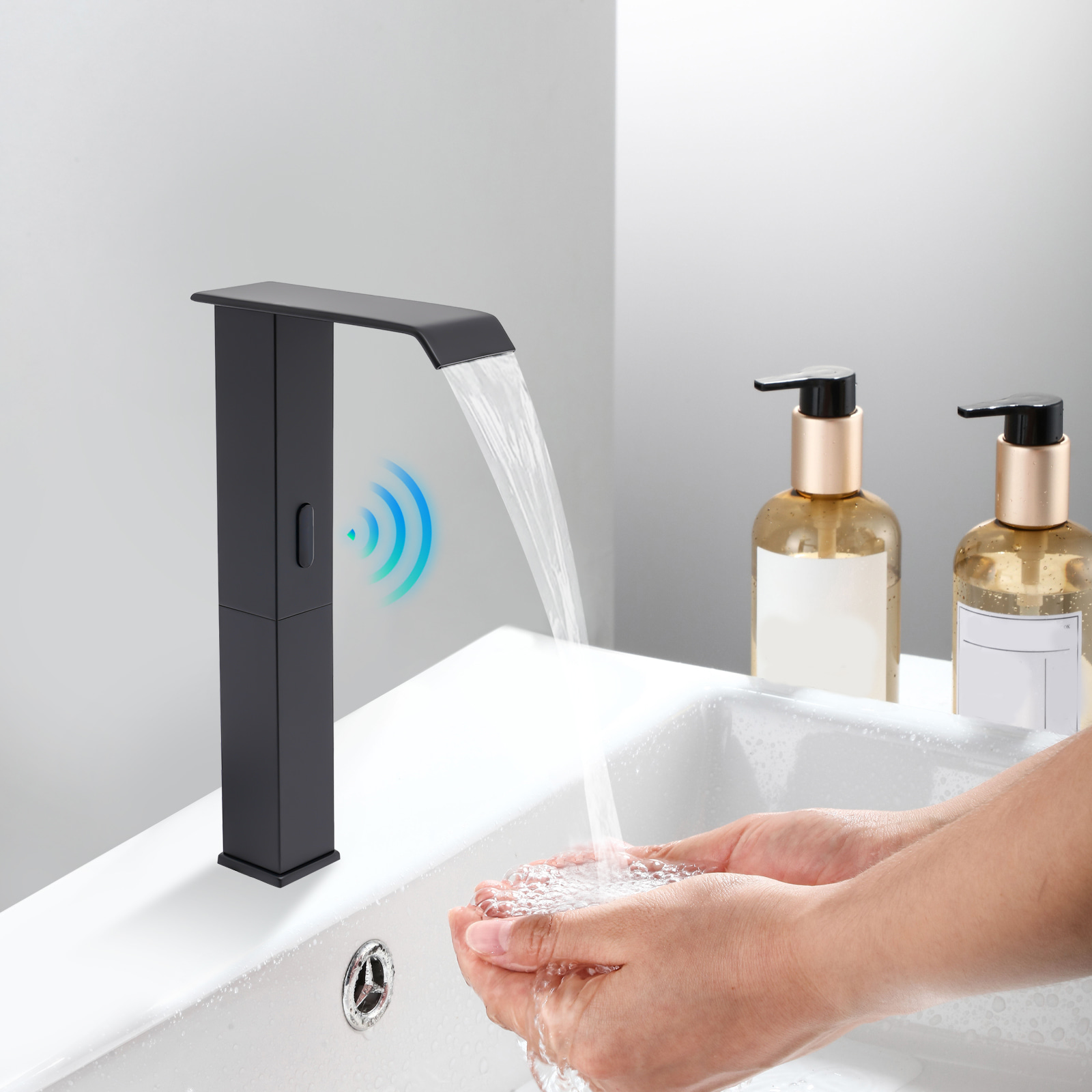 Automatic Touchless Vessel Sink Faucet Touchless Bathroom Vessel Sink Faucet Automatic Infrared Sensor Faucet for Homes Black Automatic Touchless Vessel Sink Faucet Touchless Bathroom Vessel Sink Faucet Automatic Infrared Sensor Faucet for Homes Black