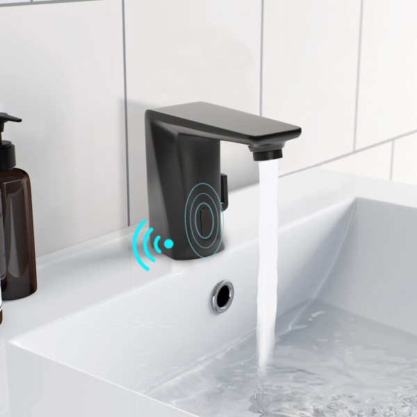Touchless Automatic Electronic Basin Faucet with Sensor and Supply Hose Automatic Sensor Faucet Suitable For Homes Restaurants Black